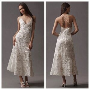 Liv Foster Reese Embroidered Long Dress in Ivory